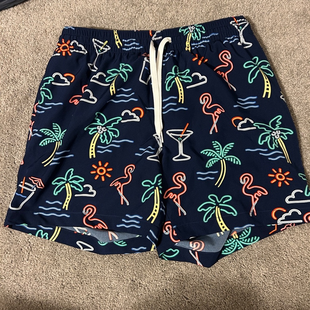 Chubbies Blue Swim Trunks Tropical Design
